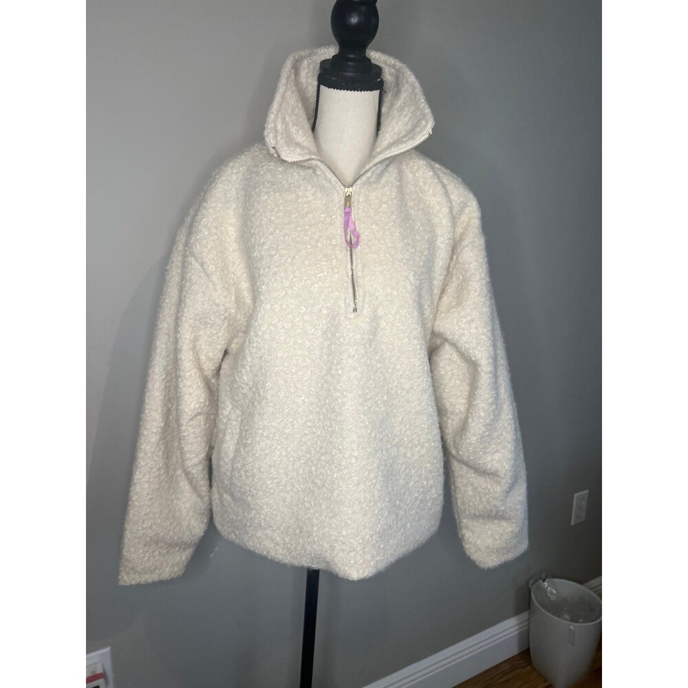 Scotch & Soda Quarter-Zip Pullover made of high-pile fleece medium white